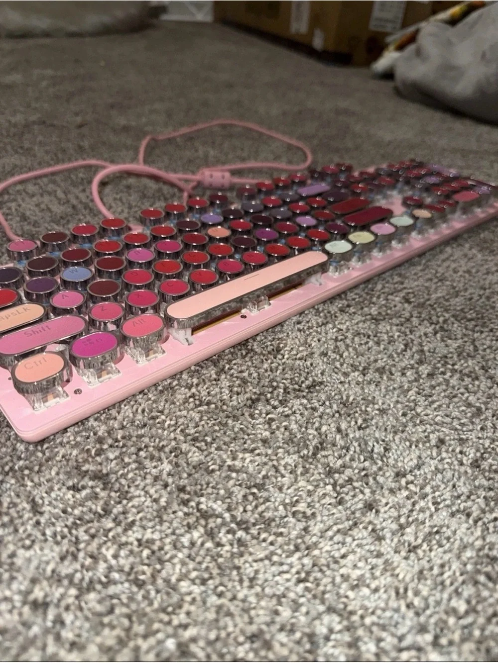 AJAZZ Pink Retro Round Key Mechanical Keyboard